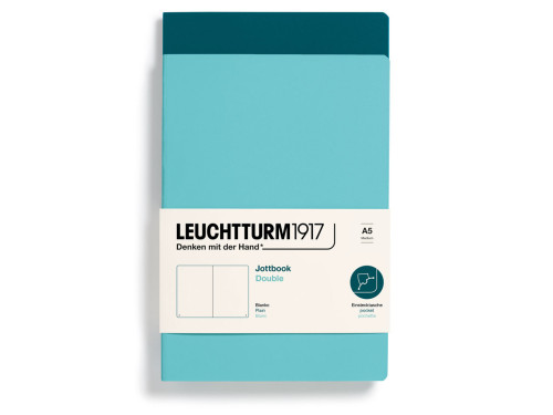 Notatnik Jottbook Double gładki A5 - Leuchtturm1917 - Aqua & Pacific Green, 2 szt.