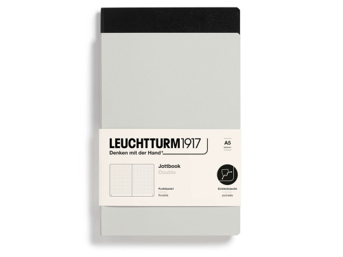 Dotted Notebook Jottbook Double A5 - Leuchtturm1917 - Light Grey & Black, 2 pcs.