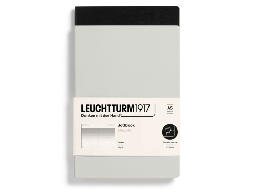 Notatnik Jottbook Double w linię A5 - Leuchtturm1917 - Light Grey & Black, 2 szt.