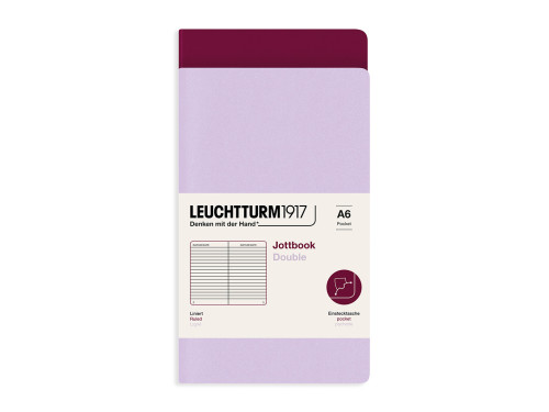 Notatnik Jottbook Double w linię A6 - Leuchtturm1917 - Lilac & Port Red, 2 szt.