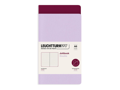 Notatnik Jottbook Double w kropki A6 - Leuchtturm1917 - Lilac & Port Red, 2 szt.