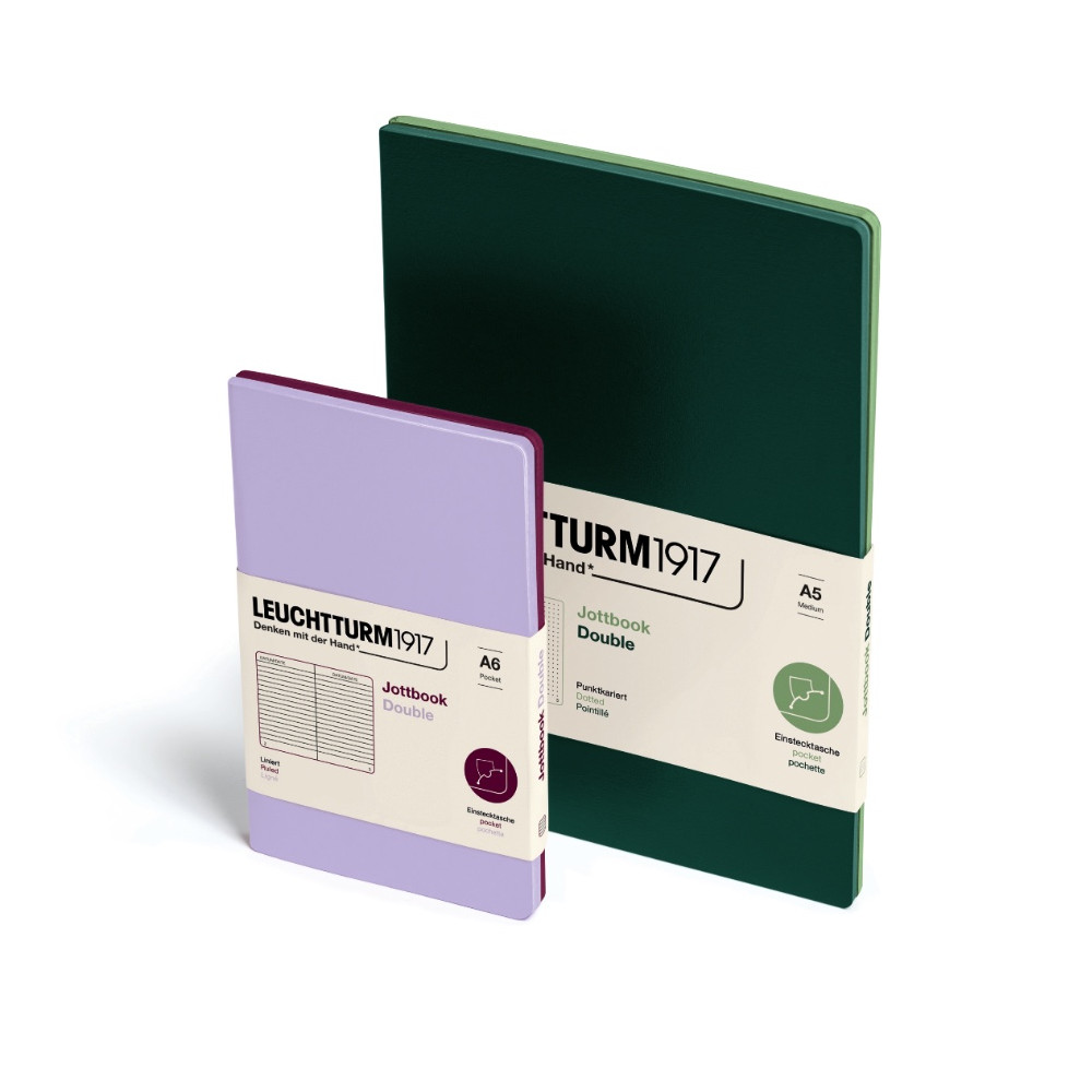 Dotted Notebook Jottbook Double A6 - Leuchtturm1917 - Sage & Forest Green, 2 pcs.