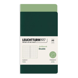 Dotted Notebook Jottbook Double A6 - Leuchtturm1917 - Sage & Forest Green, 2 pcs.