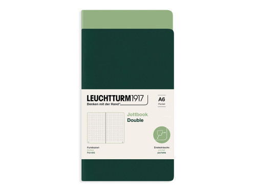 Notatnik Jottbook Double w kropki A6 - Leuchtturm1917 - Sage & Forest Green, 2 szt.