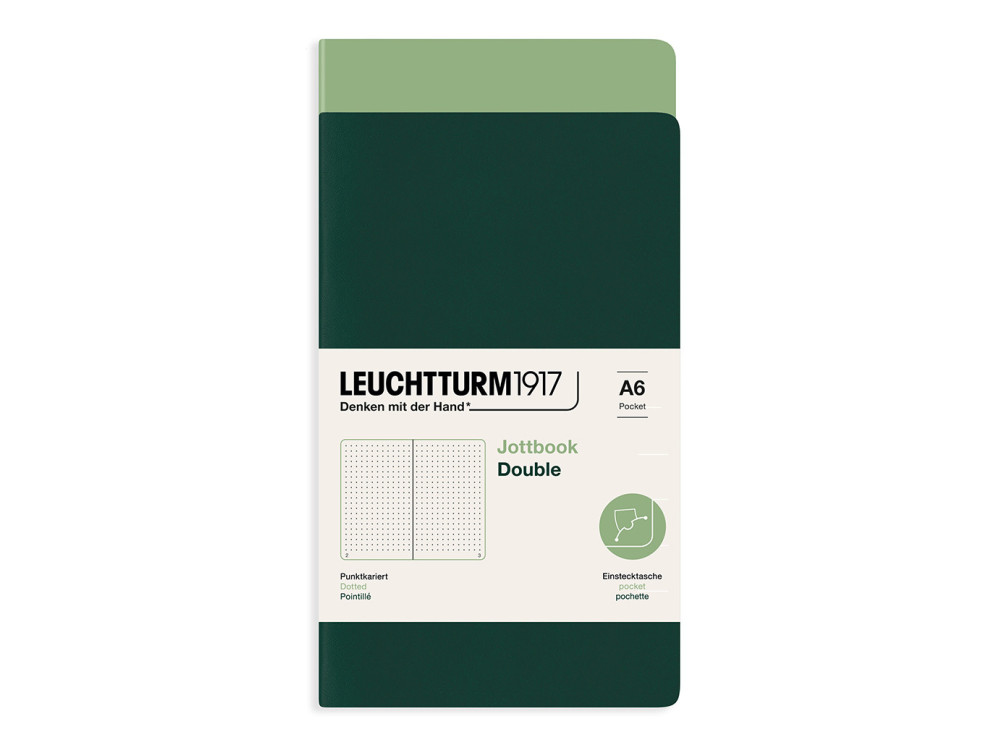 Dotted Notebook Jottbook Double A6 - Leuchtturm1917 - Sage & Forest Green, 2 pcs.