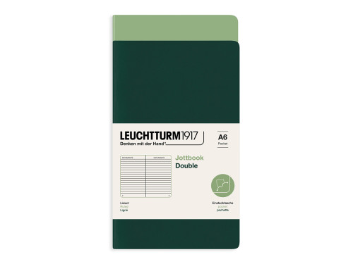 Notatnik Jottbook Double w linię A6 - Leuchtturm1917 - Sage & Forest Green, 2 szt.
