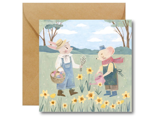 Greeting card - Hi Little - Wiosenny spacer, 14,5 x 14,5 cm