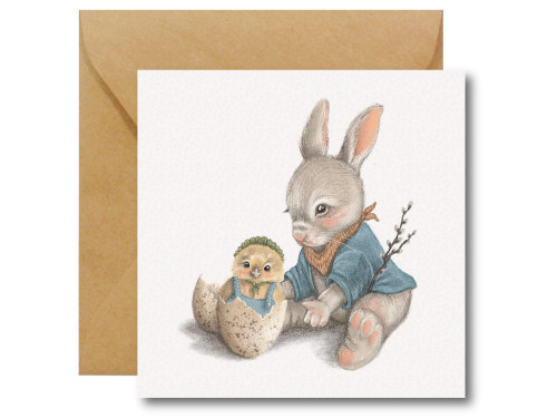 Kartka okolicznościowa - Hi Little - Little Rabbit, 14,5 x 14,5 cm