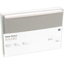 Zestaw kopert i kart - Paper Poetry - White & Grey, B6, 18 szt.
