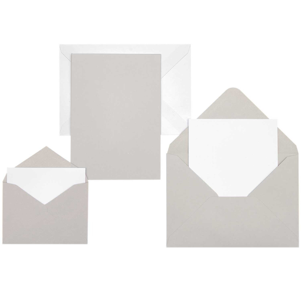 Zestaw kopert i kart - Paper Poetry - White & Grey, B6, 18 szt.