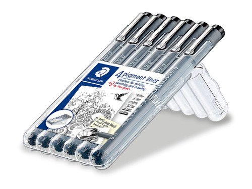 Set of Pigment liners - Staedtler - black, 6 pcs.