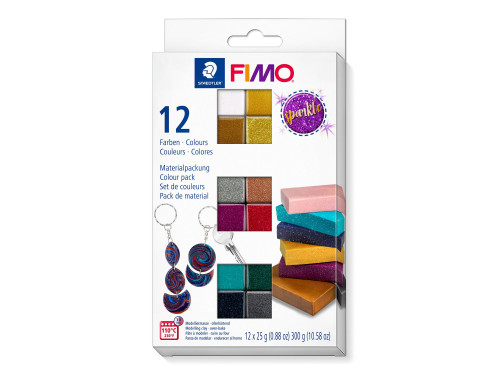 Set of Fimo Effect Sparkle modelling clay - Staedtler - 12 colors x 25g
