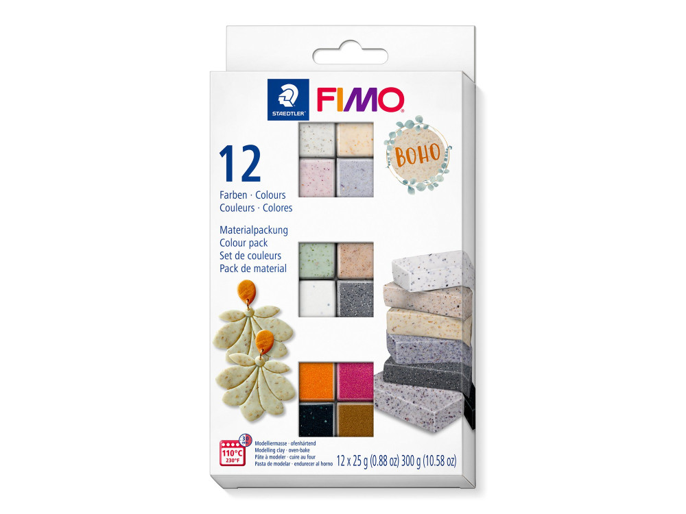 Set of Fimo Effect Boho modelling clay - Staedtler - 12 colors x 25g
