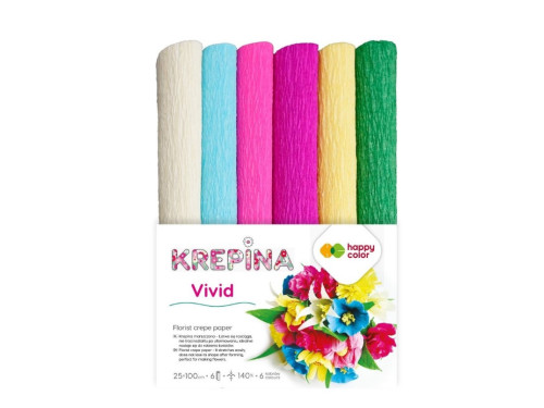 Crepe paper Vivid - Happy Color - 25 x 100 cm, 6 pcs.