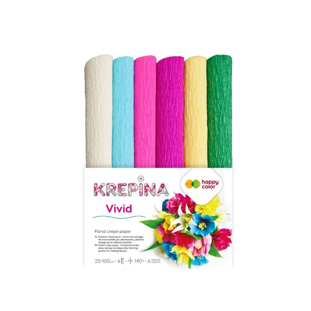 Crepe paper Vivid - Happy Color - 25 x 100 cm, 6 pcs.
