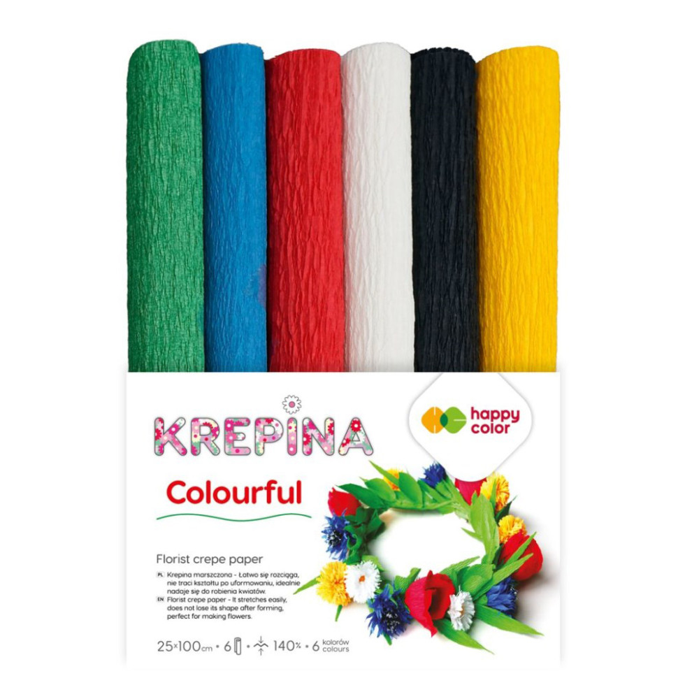 Crepe paper Colorful - Happy Color - 25 x 100 cm, 6 pcs.