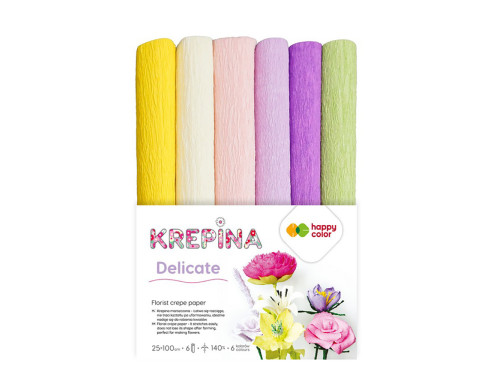 Crepe paper Delicate - Happy Color - 25 x 100 cm, 6 pcs.