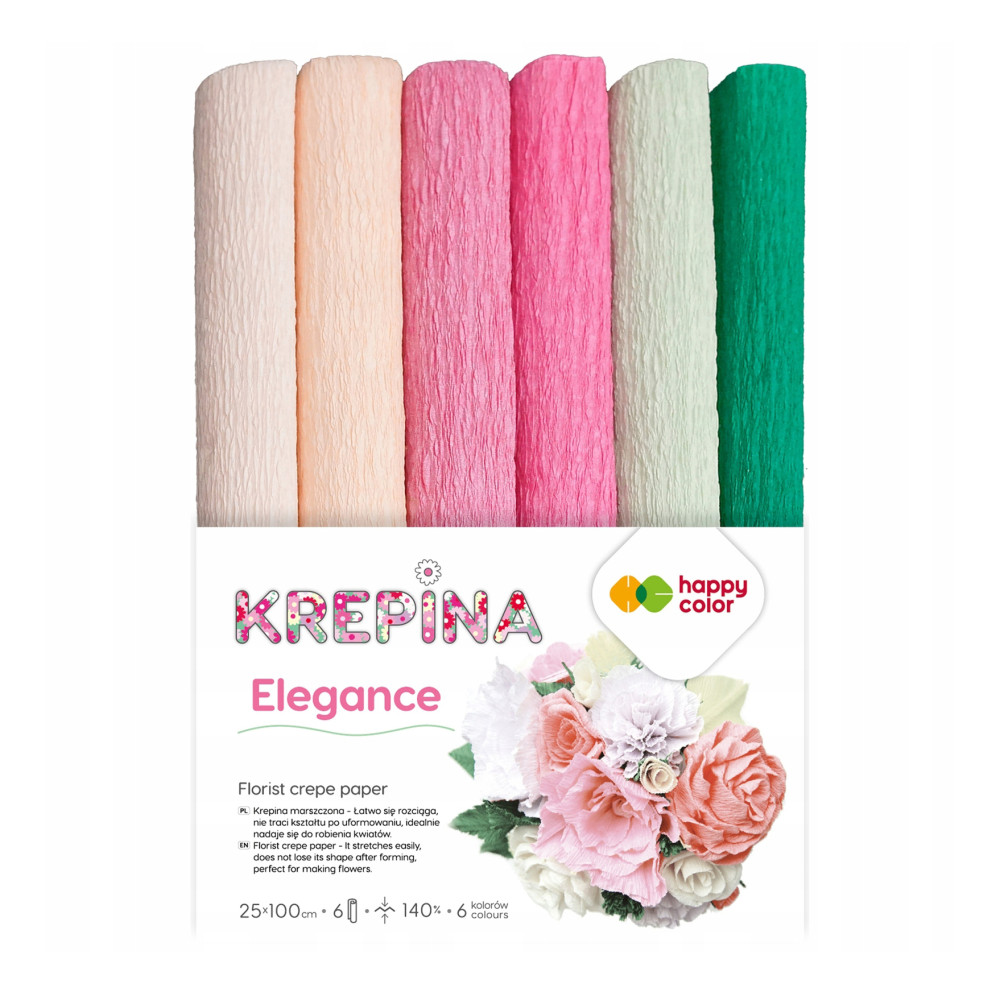 Crepe paper Elegance - Happy Color - 25 x 100 cm, 6 pcs.