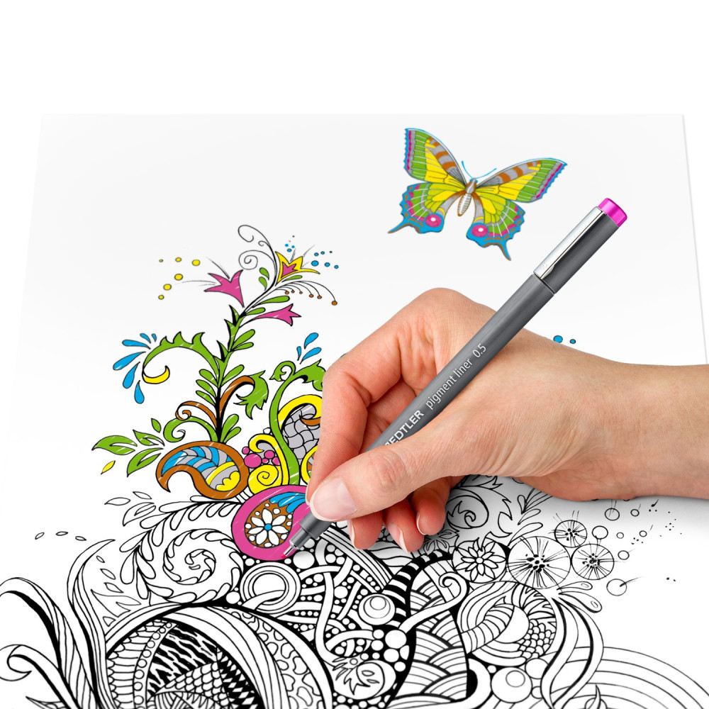 Zestaw cienkopisów Pigment Liner 308 z akcesoriami - Staedtler - czarne, 6 szt.