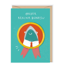 Kartka okolicznościowa 12 x 17 cm - Cudowianki - Rekin biznesu