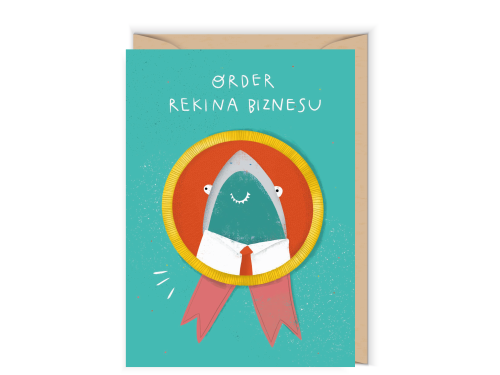 Kartka okolicznościowa 12 x 17 cm - Cudowianki - Rekin biznesu