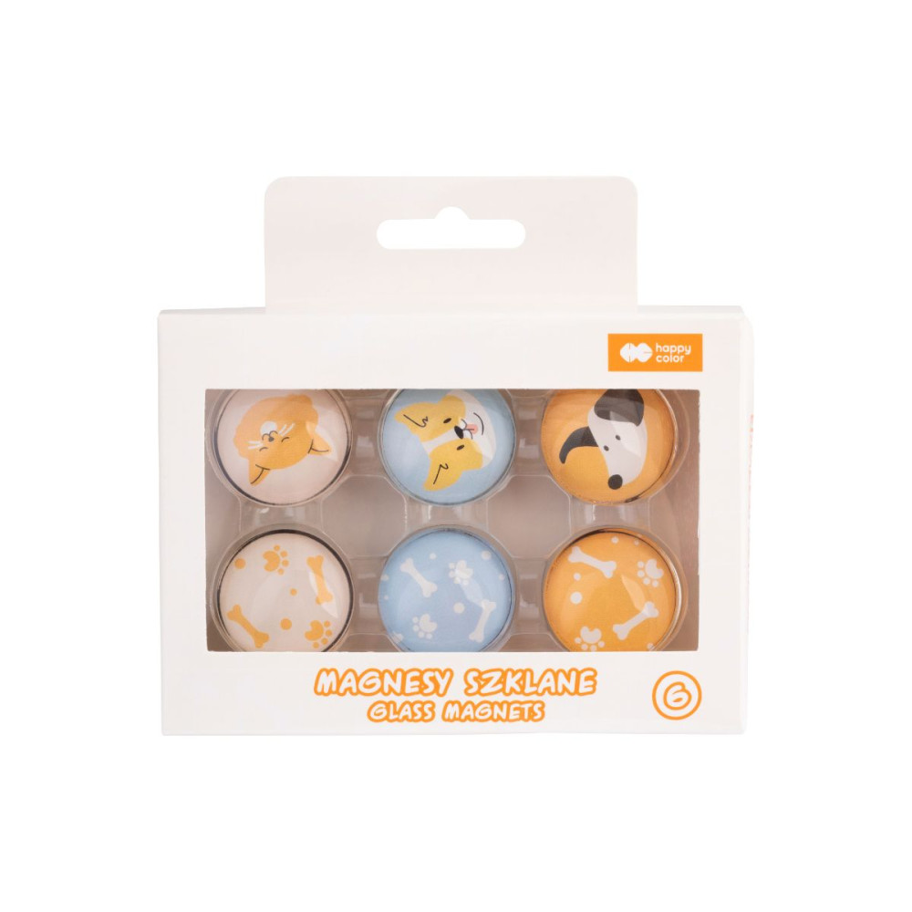 Glass magnet set Cat & Dog - Happy Color - 6 pcs.