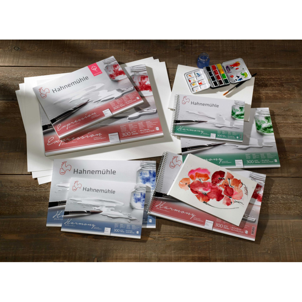 Harmony Watercolour paper pad - Hahnemühle - hot pressed, A4, 300 g, 12 sheets