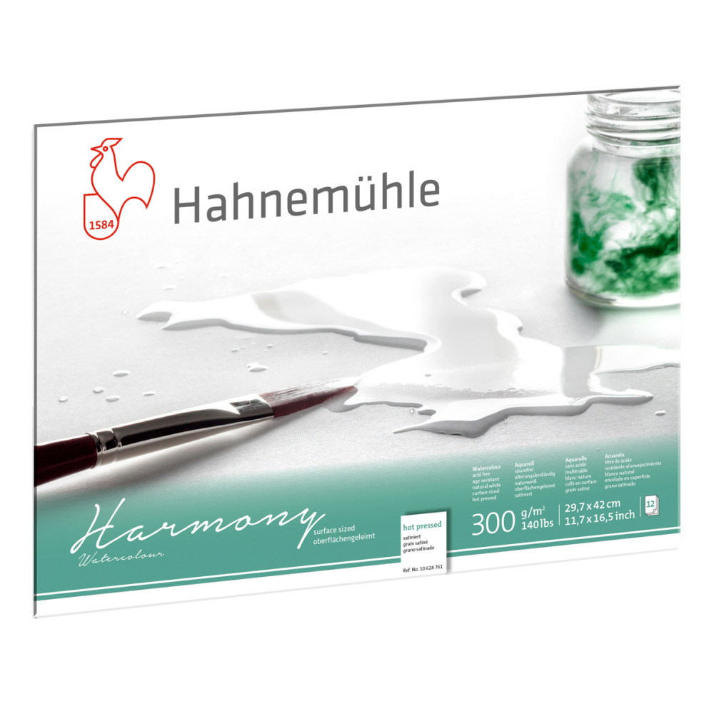 Blok do akwareli Harmony - Hahnemühle - hot pressed, A3, 300 g, 12 ark.