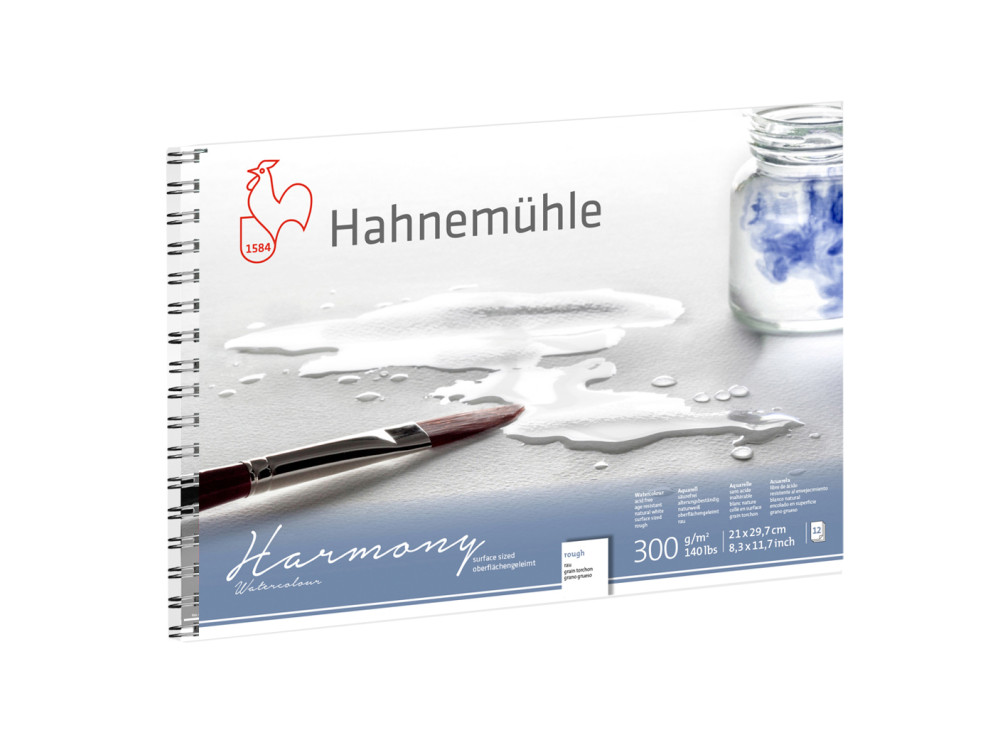 Spiral Bound Harmony Watercolour paper pad - Hahnemühle - rough, A4, 300 g, 12 sheets