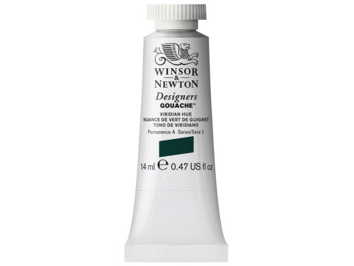 Farba gwasz Designers Gouache - Winsor & Newton - Viridian Hue, 14 ml
