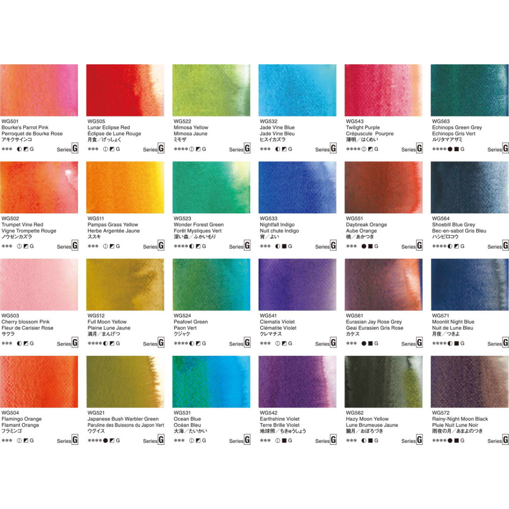 Set of Artists' Watercolor Granulating Bird paints - Holbein - 6 x 5 ml