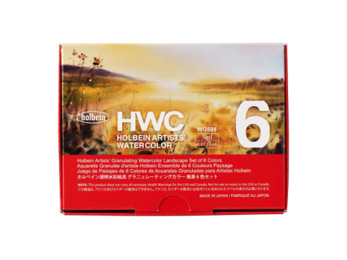 Set of Artists' Watercolor Granulating Landscape paints - Holbein - 6 x 5 ml