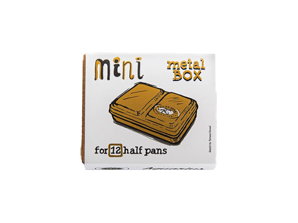 Metalowa kasetka Mini Box na 12 półkostek akwareli - Roman Szmal - Gold