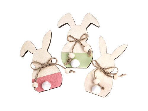 Wooden bunnies - DpCraft - pastel, 10 cm, 3 pcs.