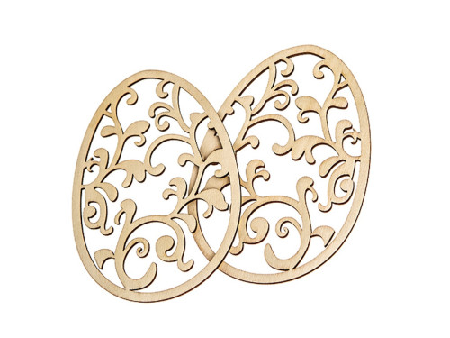 Wooden openwork eggs - DpCraft - natural, 14 cm, 2 pcs.