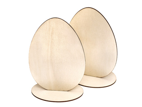 Drewniane jajka na podstawkach - DpCraft - naturalne, 15 cm, 2 szt.