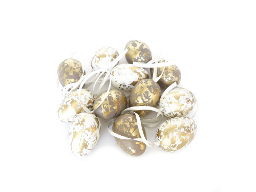 Easter speckled eggs on a stick - gold, 4 cm, 12 pcs.
