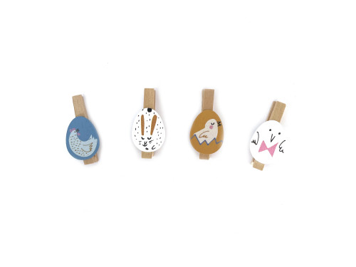 Wooden Easter Eggs clips - Rico Design - 4 pcs.