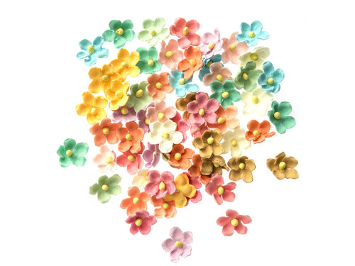 Paper flowers - colorful, 2 cm, 60 pcs.