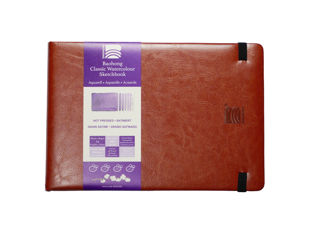 Classic Watercolour Sketchbook - Baohong - hot pressed, 16 x 24 cm, 300 g, 24 sheets