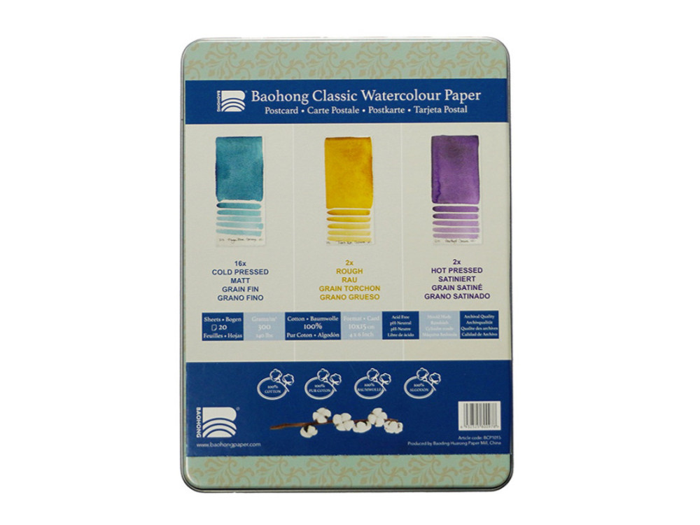 Classic Watercolour Postcard paper - Baohong - 10 x 15 cm, 300 g, 20 sheets
