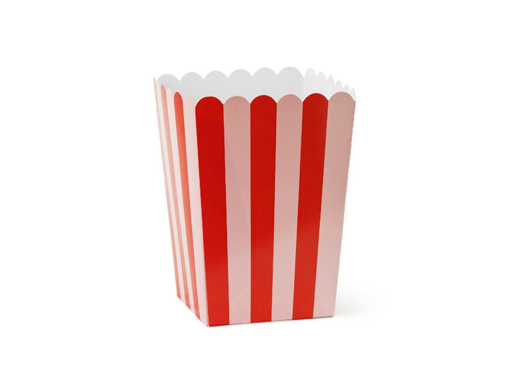 Decorative popcorn boxes - red and pink, 11 x 11 x 15,5 cm, 6 pcs.