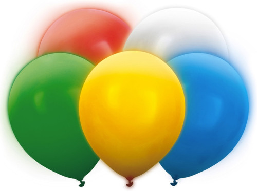 LED balloons - colorful with colorful light, 30 cm, 5 pcs.