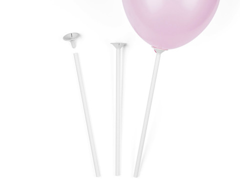 Balloon sticks - white, 30 cm, 100 pcs.