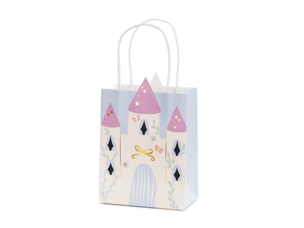 Gift paper bag Castle - blue, 14 x 8 x 20 cm