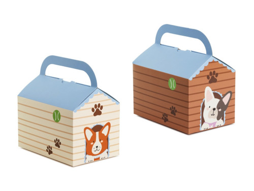 Cake boxes Doghouse - beige and brown, 6 pcs.