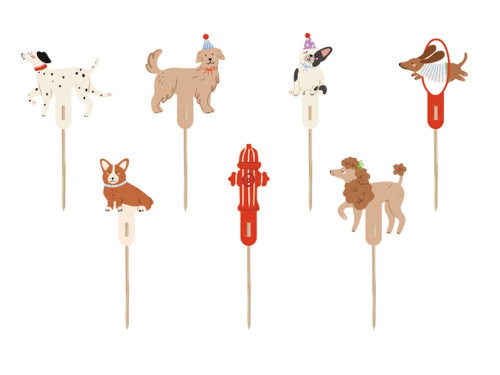 Cupcakes toppers Dogs - 7-9,5 cm, 7 pcs.