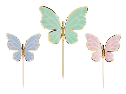 Cupcakes and cakes toppers Butterflies - 9 x 6,5 cm, 9 pcs.