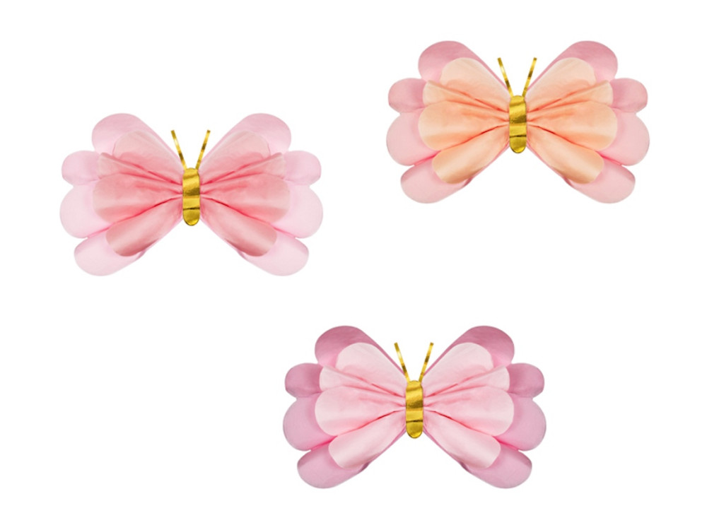 Decorative tissue Butterflies - pink, 50 x 40 cm, 3 pcs.