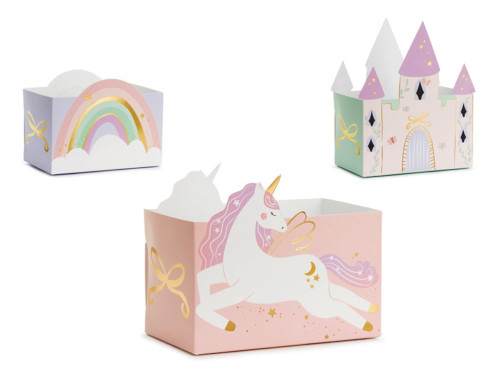 Decorative snack boxes Castle & Unicorn - 12 x 7,5 cm, 6 pcs.